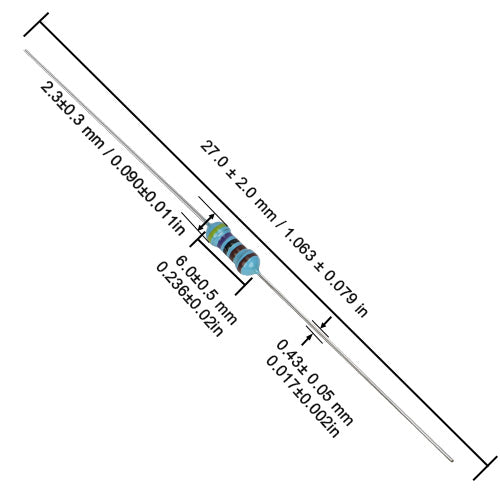 4.7KΩ ±1% Metal Film Resistor 1/4W (0.25W) Through-Hole