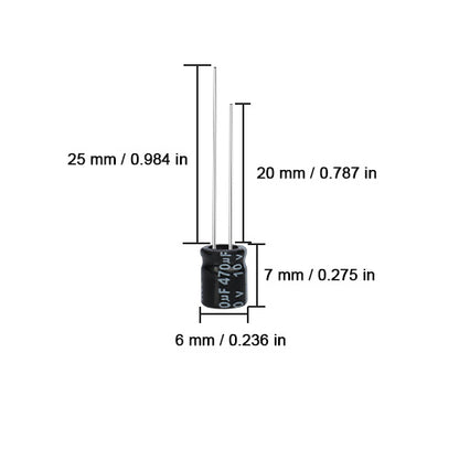 470µF 10V ±20% Aluminum Electrolytic Capacitor | Through-Hole 6×7mm