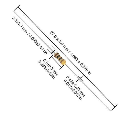 10Ω Carbon Film Resistor 1/4W (0.25W) ±5% Axial Through-Hole