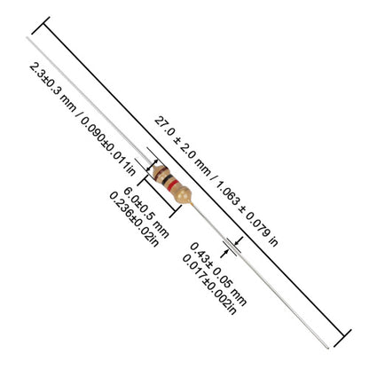 1kΩ Carbon Film Resistor 1/4W (0.25W) ±5% Axial Through-Hole