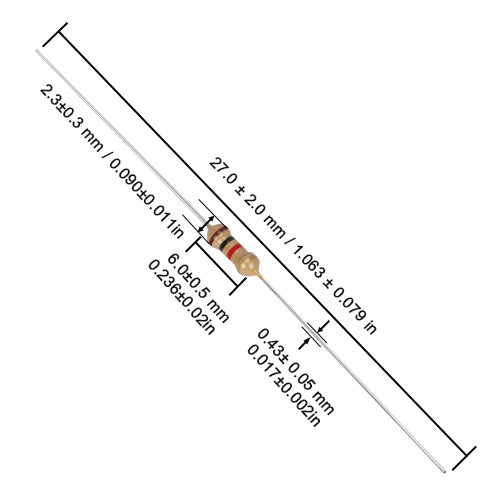 1kΩ Carbon Film Resistor 1/4W (0.25W) ±5% Axial Through-Hole