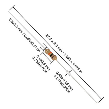 10KΩ ±5% Carbon Film Resistor  1/4W (0.25W) Through-Hole